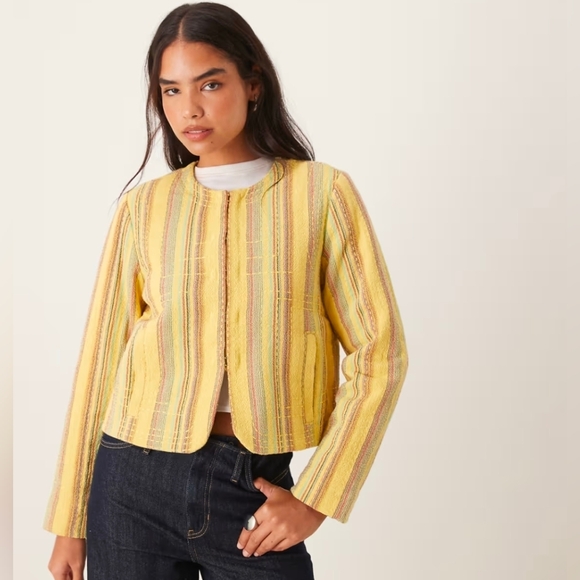 NWTFree People Yellow Multi Colored JacketSize SBoho Style